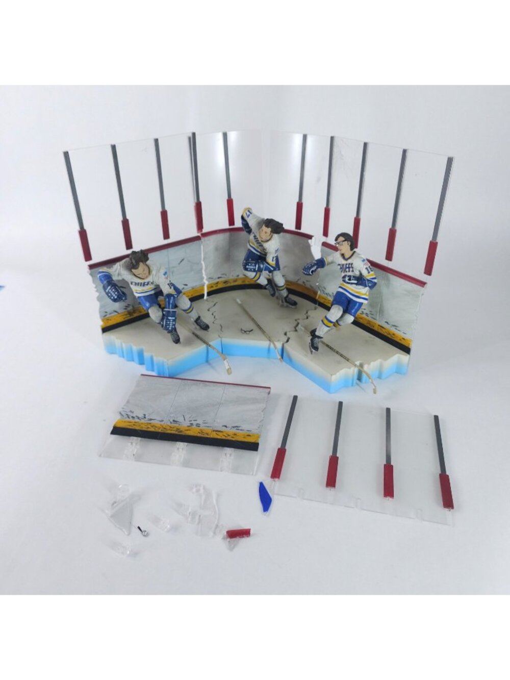 Slap Shot Hansen Brothers Action Figure Set McFarlane Toys Loose Rink Set
